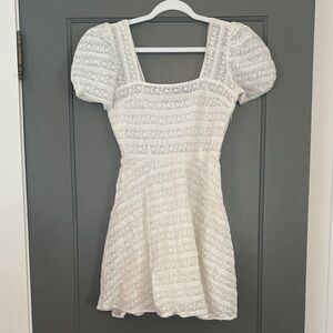 White Loveshackfancy Lace Square Neck Mini Dress